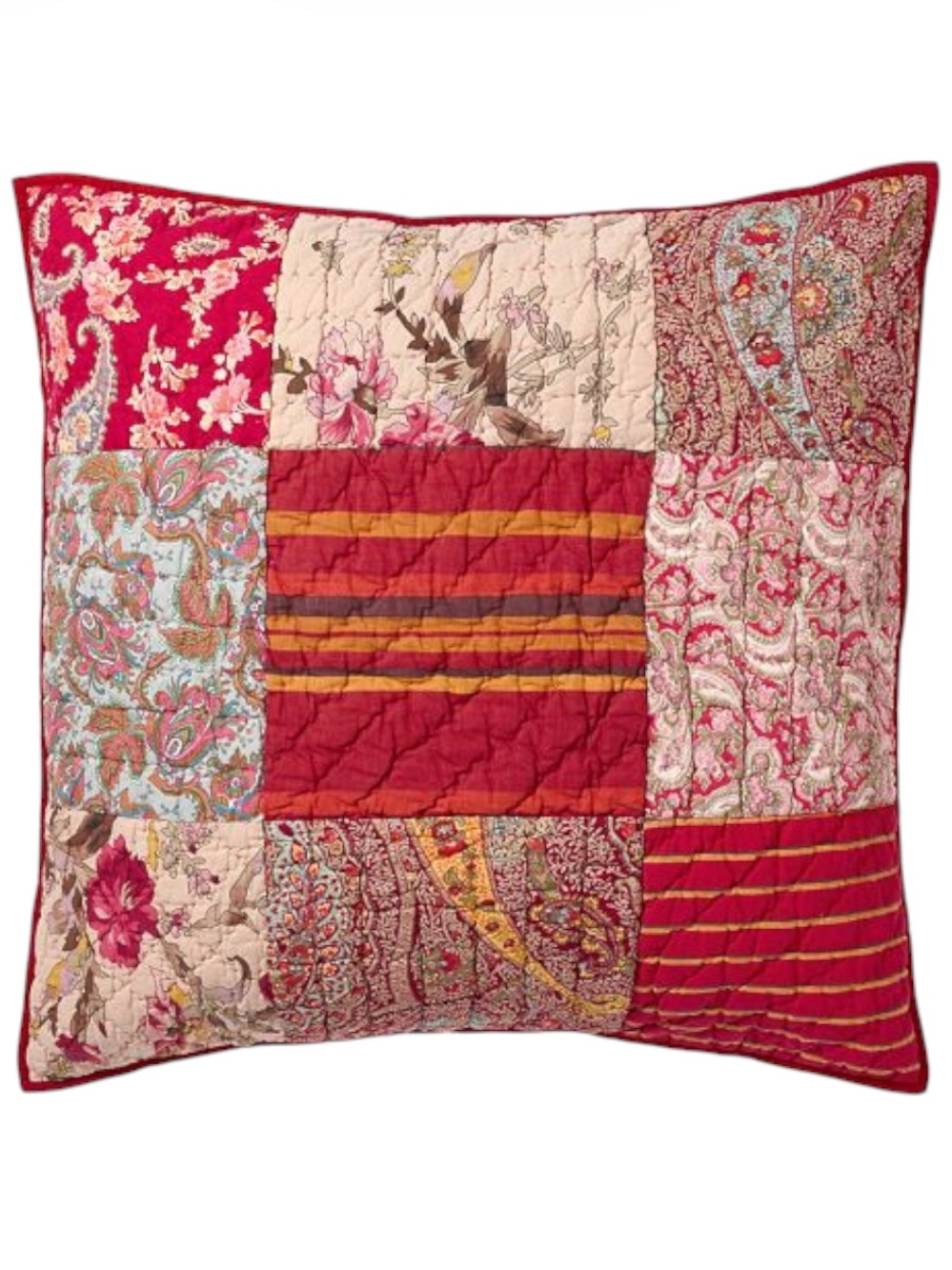 Set of 2 Pottery Barn Georgia Quilted Patchwork Euro Shams Pillow Covers Paisley
